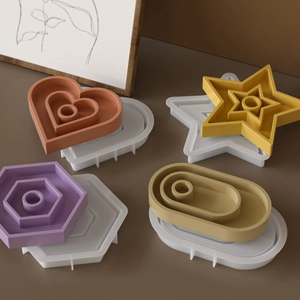 Star heart and geometric silicone resin molds for DIY candle holders and storage trays
