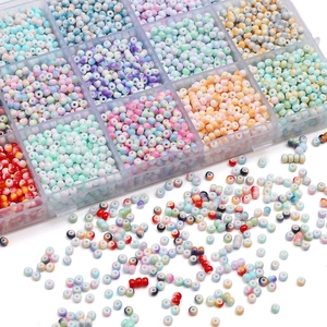 3mm two-tone gradient glass seed beads set in a 24-compartment storage box for DIY jewelry
