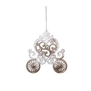 Sparkly gold glitter Cinderella pumpkin carriage acrylic Christmas tree ornament decoration