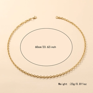 Detail of gold oval link chain showing 60cm length and 23g weight specifications