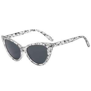 Cat eye sunglasses with US flag pattern frames and dark gray lenses for women