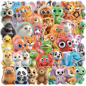 50Pcs Cute Cartoon Animal Stickers 3D Style Waterproof PVC Decals For DIY Laptop Water Bottle Guitar Children Reward Gift