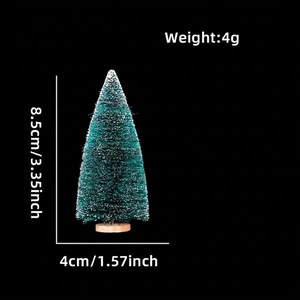 Detailed view of 8.5cm mini sisal Christmas tree with snow tips and wooden base