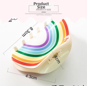 Rainbow claw clip size guide showing 8.3cm length and 4.3cm width dimensions