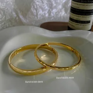 Geometric Faceted Bangle 18K Gold Plated Stainless Steel Hammered Texture Minimalist Elegant Bracelet For Women