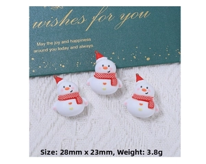 Detailed view of DIY resin snowman accessories for Christmas hair clips on white knit fabric