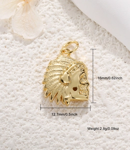 Golden Indian headdress pendant 16x12.7mm with weight and size technical specifications