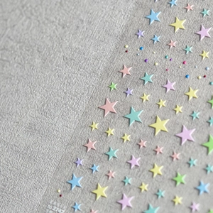 3D embossed colorful star nail art stickers with macaron colors and glossy finish