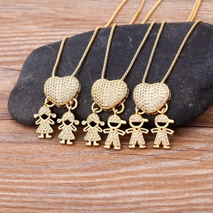 Collane per bambini placcate oro 18K con zircone a cuore e ciondoli bimbi