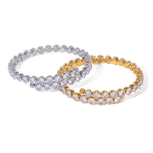 Elegant stainless steel wrap bracelets with white zircon stones in gold and silver finish