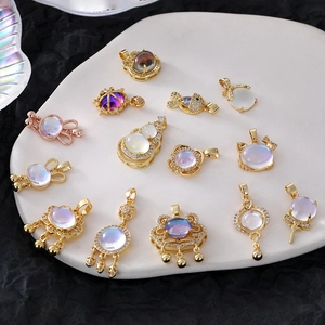 Elegant gold pendants collection with moonstones and zircons in various shapes