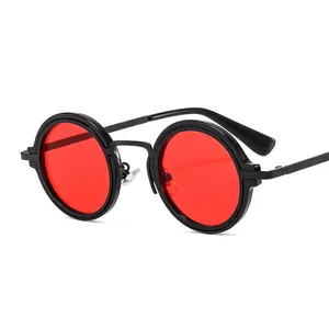 Round Sunglasses Metal PC Vintage Punk Steampunk UV400 Fashion Hip Hop Shades For Women Men