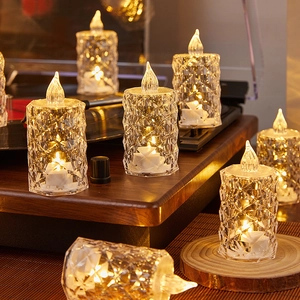 Christmas iceberg LED candle night light with crystal texture for romantic table decor