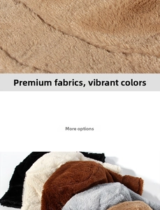 Close-up of plush faux fur texture and available colors for winter bucket hats