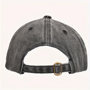 Vintage dark grey washed cotton MAMA embroidery baseball cap with adjustable metal buckle back