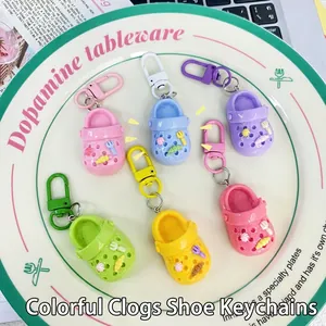 Mini Clogs Shoe Keychain Resin Plastic Colorful Hole Shoes Pendant Cute Bag Ornament For Girls Women