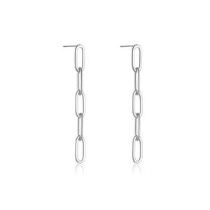Boucles d'oreilles pendantes en argent sterling S925 avec cinq maillons ovales polis