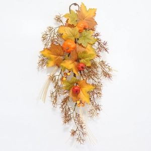 50cm Autumn maple leaf and pumpkin swag for Halloween and Thanksgiving door decoration