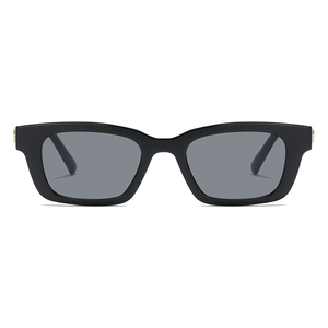Klassische Vintage-Rechteck-Sonnenbrille für Kinder in Schwarz mit dunkelgrauen Gläsern