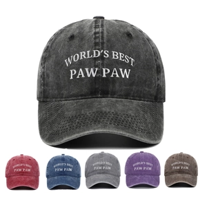 World's Best Paw Paw Embroidered Baseball Cap Washed Cotton Vintage Soft Top Adjustable Sun Hat Gift For Grandpa