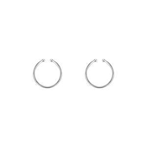 Elegant pair of S999 sterling silver hoop earrings with smooth minimalist ball ends