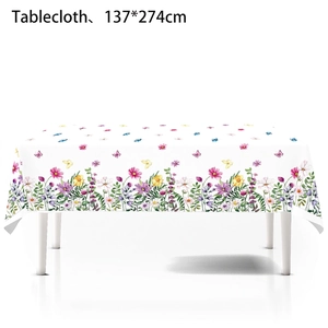 Wildflower and butterfly disposable tablecloth for birthday party decor 137x274cm
