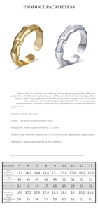 Size guide for S925 silver bamboo ring with dimensions and diameter measurement details