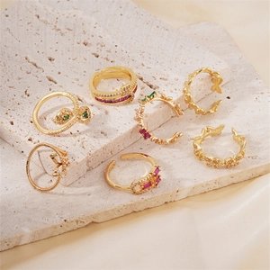 Butterfly Open Ring Copper Colorful Zircon Adjustable Elegant Fashion Jewelry Gift For Women