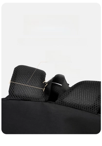 Close-up of 70mm wide and 15mm thick breathable padded mesh shoulder straps for backpack