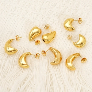Boucles D'oreilles Puces Goutte D'eau Minimalistes Plaqué Or 18K Acier Inoxydable 304 Hypoallergénique Pour Femmes