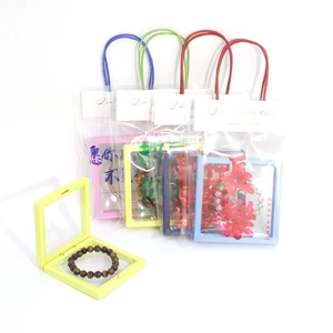 Colorful PE film floating display boxes for jewelry with matching gift packaging set