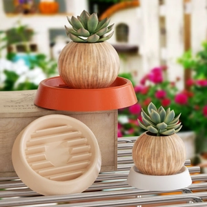 Striped resin coaster molds and round drainage trays for candles and succulent pots