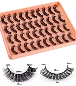 Detailed size chart for 15mm Russian curl fiber eyelashes showing length and band dimensions