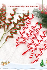 Detail of red and white spiral Christmas candy cane sticks for tree and bouquet DIY decor