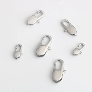 Polished stainless steel lobster clasps in various sizes for DIY jewelry making