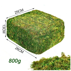 Dettaglio di un blocco di muschio verde artificiale di 25x26x13cm per decoro fai-da-te