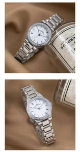 Elegante zilverkleurige IBSO dameshorloge met kristallen bezel en stalen band