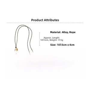 Irregular gold ring pendant long rope necklace, alloy material, size 107.5cm, weight 17.5g