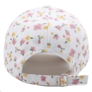 Casquette de baseball en coton pour femme avec motif floral et sangle arrière réglable