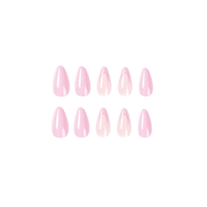 Pink French almond press-on nails set with gradient and solid minimalist nail tips