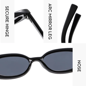Vue détaillée des lunettes de soleil ovales avec charnières en métal et branches