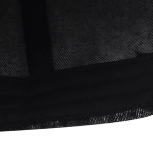 Detail of grey washed denim baseball cap featuring inner sweatband and stitching work