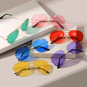 Classic Aviator Sunglasses Metal Frame Colored Transparent Mirror Lenses Fashion Eyewear For Men And Women