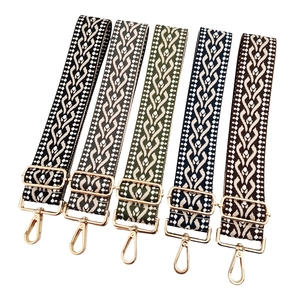 Adjustable 5cm wide jacquard woven replacement straps with gold metal hooks in 5 colors