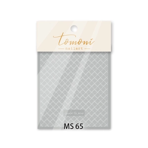 White grid nail art sticker by Tomoni with MS 65 embossed patterns for manicures