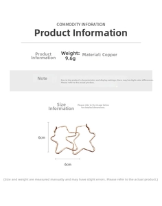 Detail showing 6cm star hoop earrings in rose gold finish made of premium copper
