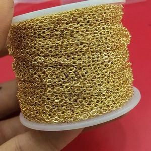 18K gold plated stainless steel O-chain roll for DIY jewelry making on white spool