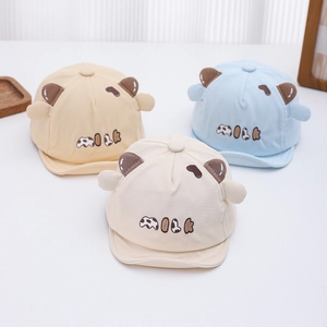 Baby Baseball Cap Cotton Blend Milk Letter Embroidery 3D Ears Cow Theme Soft Brim Sun Hat For Infants Toddlers