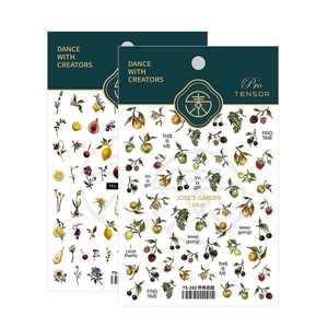 Pro TENSOR thin nail art stickers featuring hand-drawn fruit and flower designs in Josie's Garden