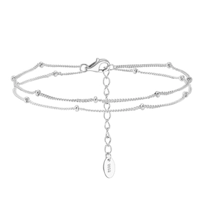 925 Sterling Silver Double Layer Bracelet For Women Minimalist Satellite Bead Chain Adjustable Jewelry Gift